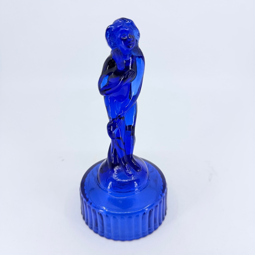 Vintage LE Smith Cobalt Blue Glass Art Deco Nude Female Figurine Statue 6 Inch